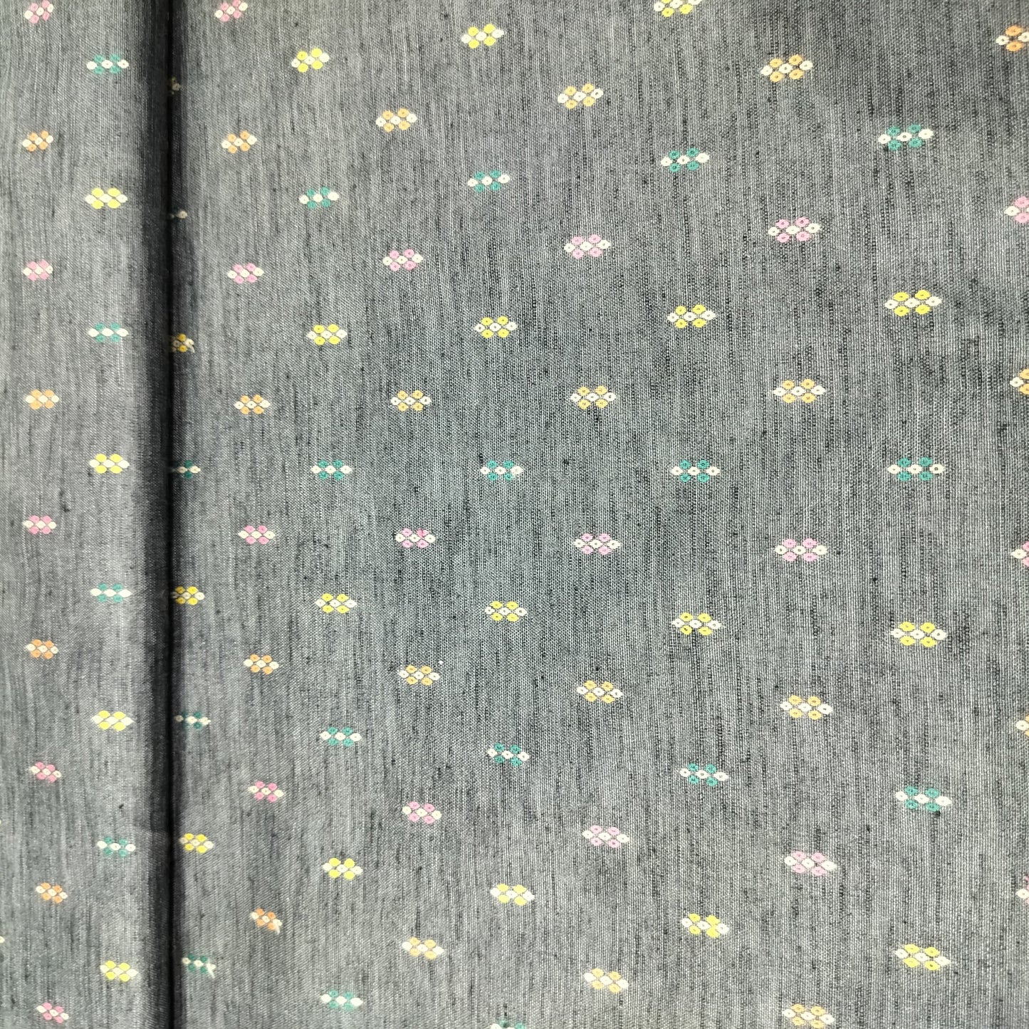 Dark Grey Dobby Print Linen Fabric 16496