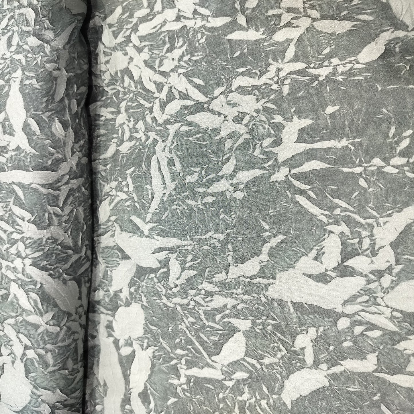 Dark Sage Green Crushed Bemberg Silk Fabric 14940
