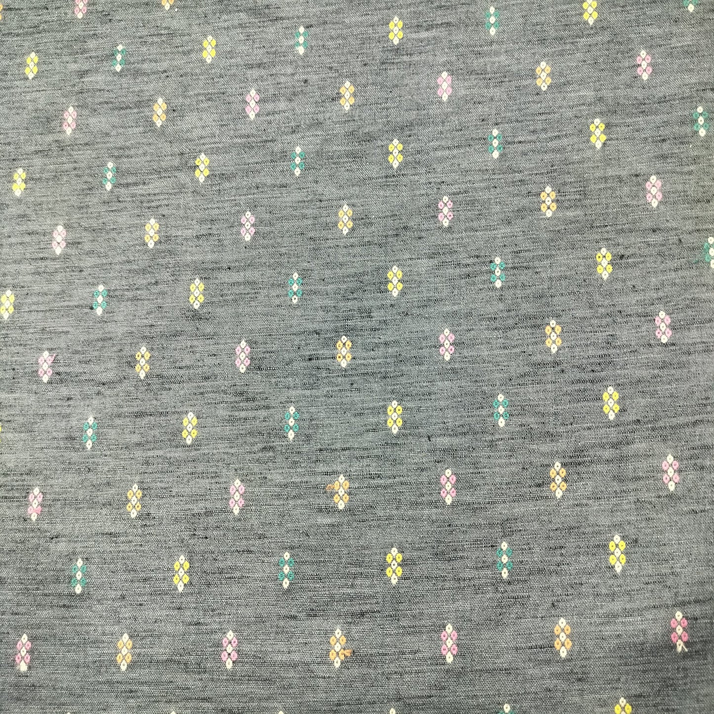 Dark Grey Dobby Print Linen Fabric 16496