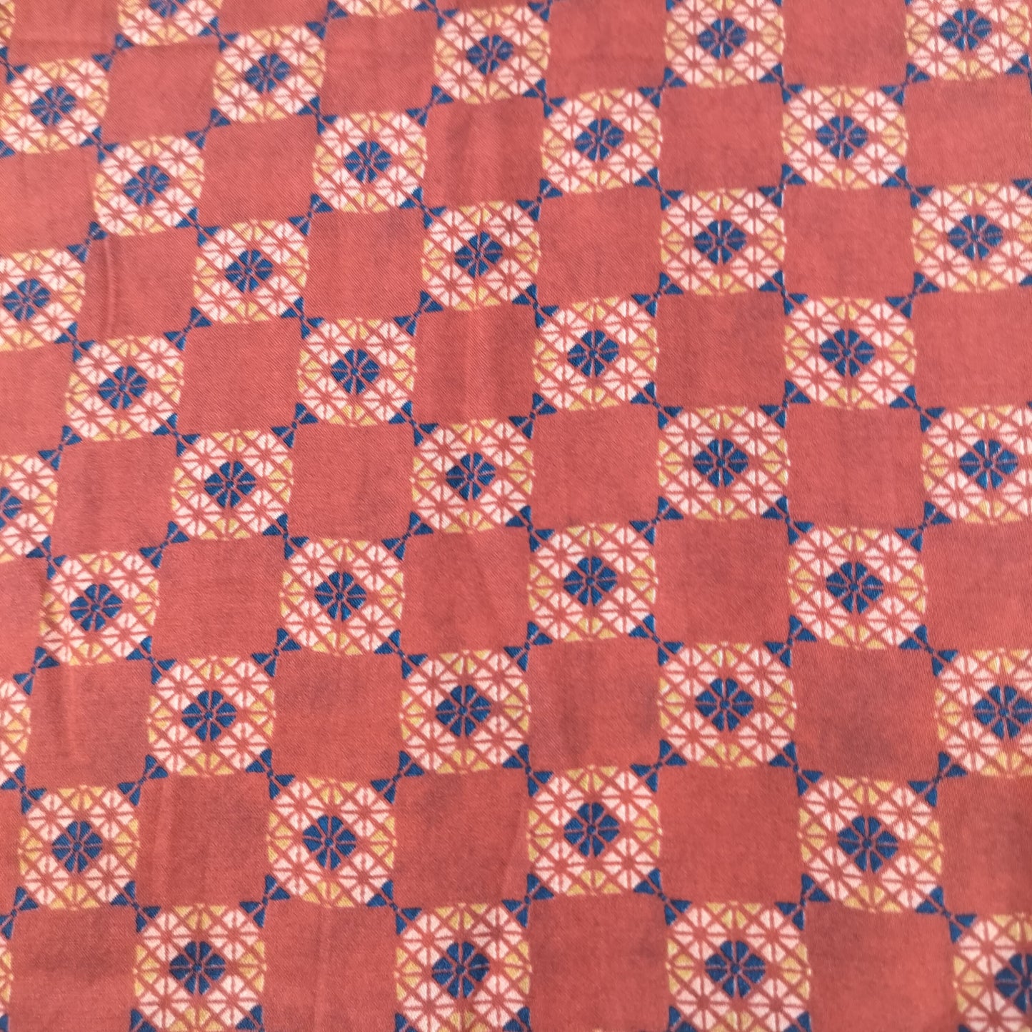 Brick Red Traditional Print Bemberg Gajji Silk Fabric 20960