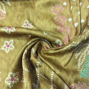 Yellow Bandhani Print Bemberg Gaji Silk Fabric 18016