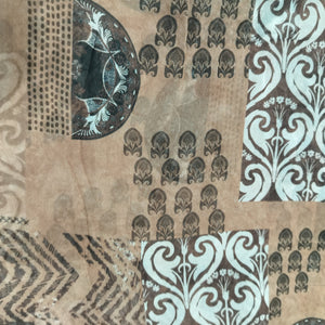 Brown Abrstract Traditional Print Georgette Fabric 17106
