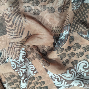 Brown Abrstract Traditional Print Georgette Fabric 17106