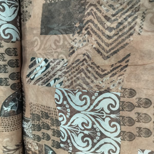Brown Abrstract Traditional Print Georgette Fabric 17106