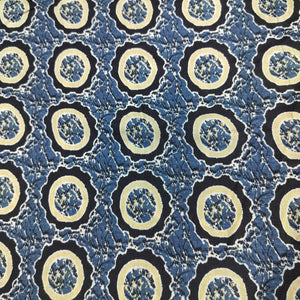 Blue Black Ajrakh Border Print Muslin Fabric 16153