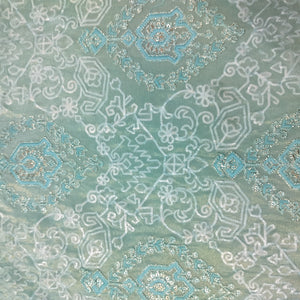Sky Blue Geometrical Sequins Embroidery Dyeable Tissue Fabric 16255