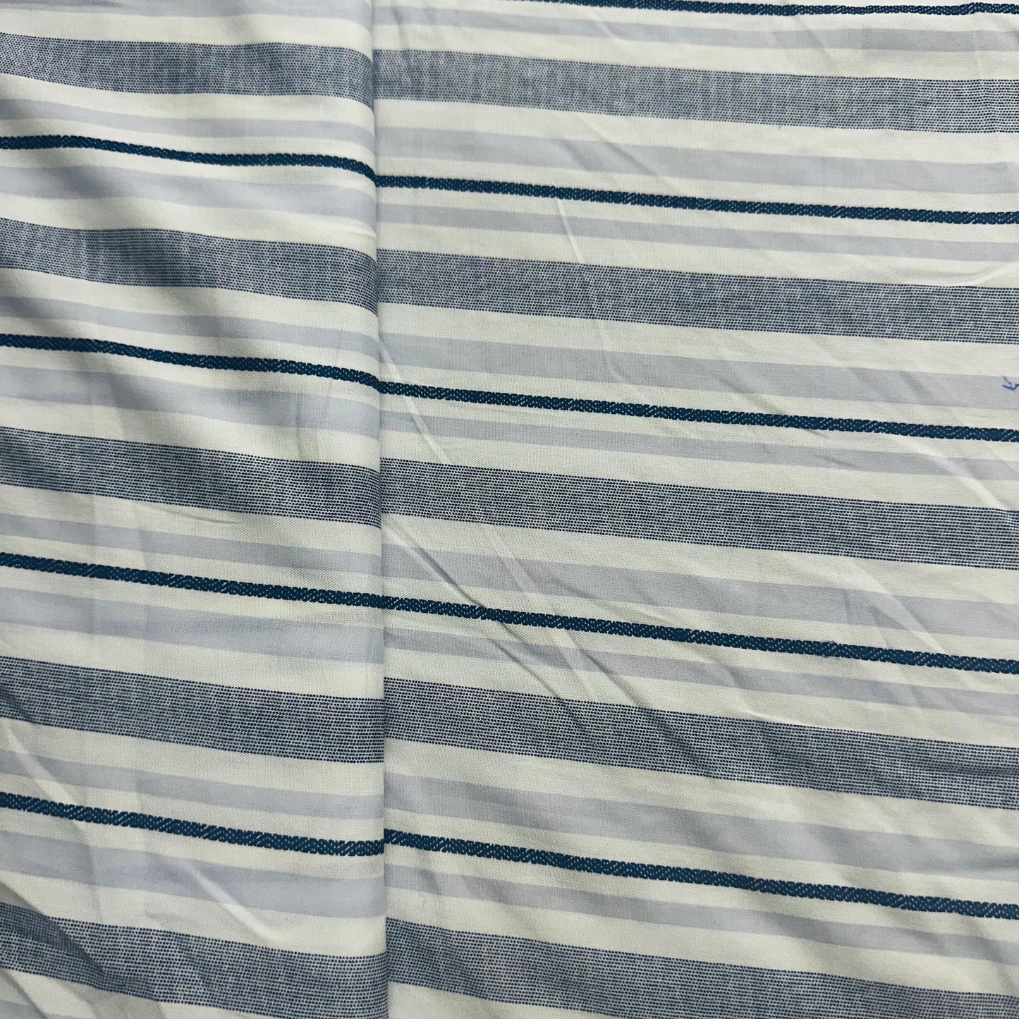 White & Blue Strips Cotton Fabric TU-4090