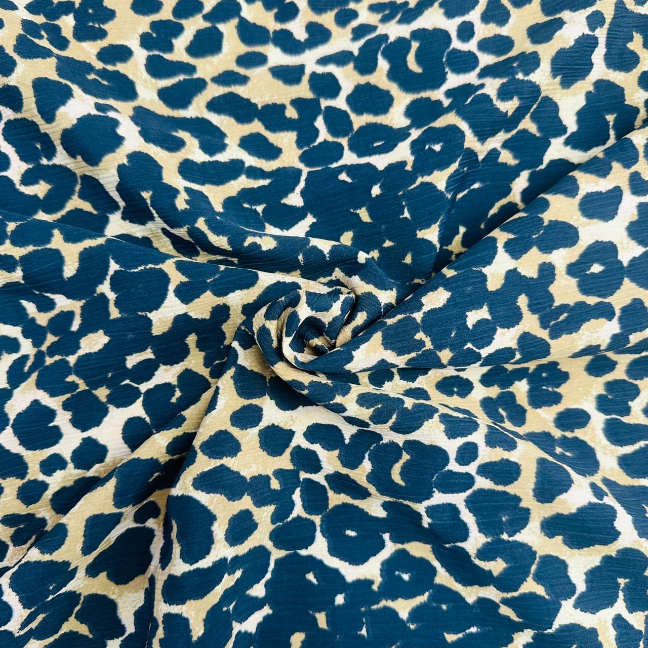 Black Yellow Leopare Print Crepe Fabric 14027