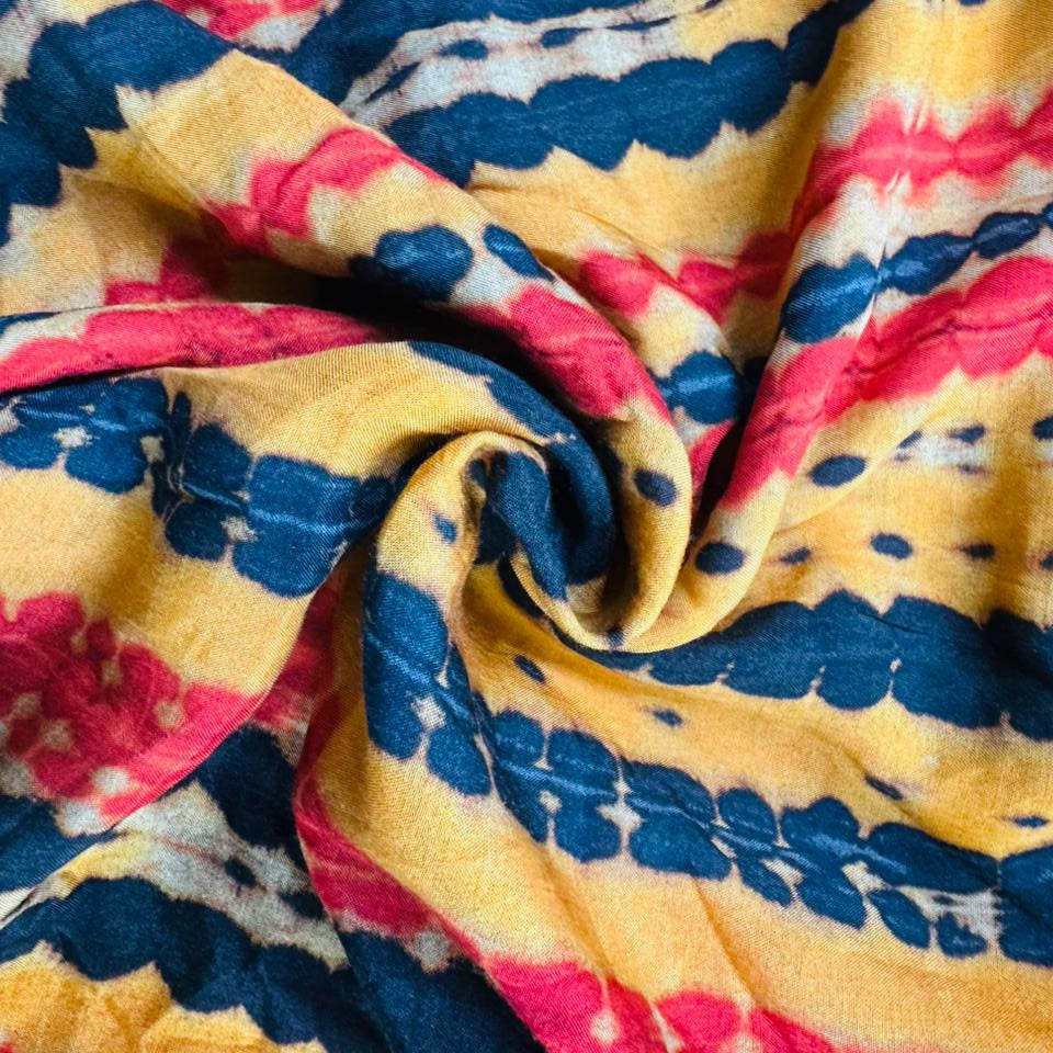 Multicolor Shibori Print Silk Fabric
