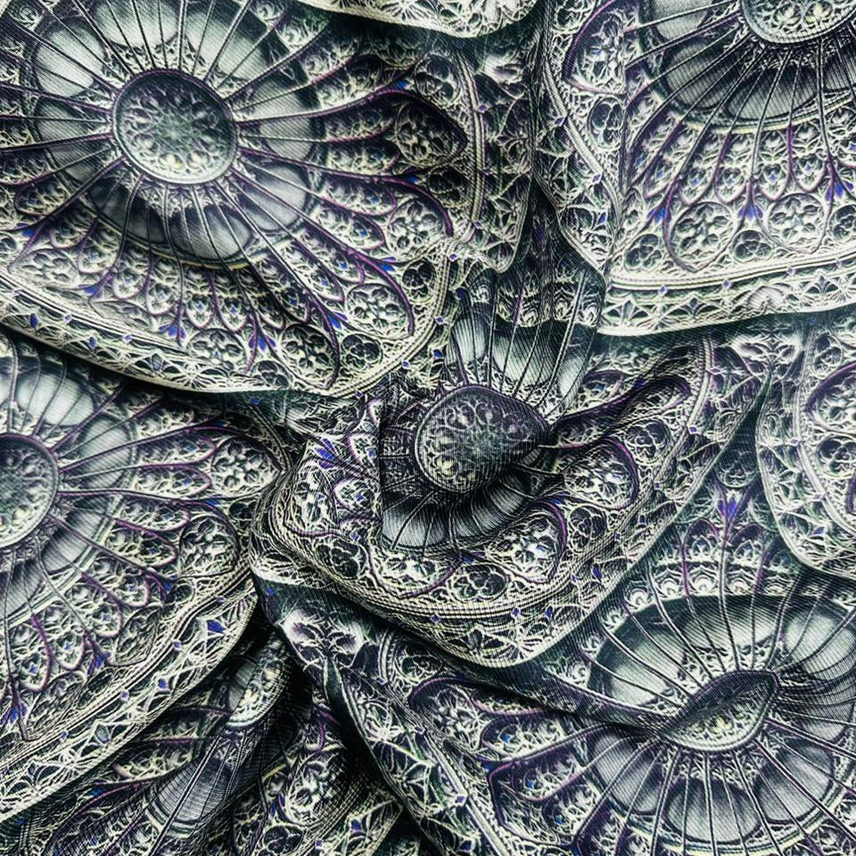 Purple Abstract Print Rayon Fabric TU-4132