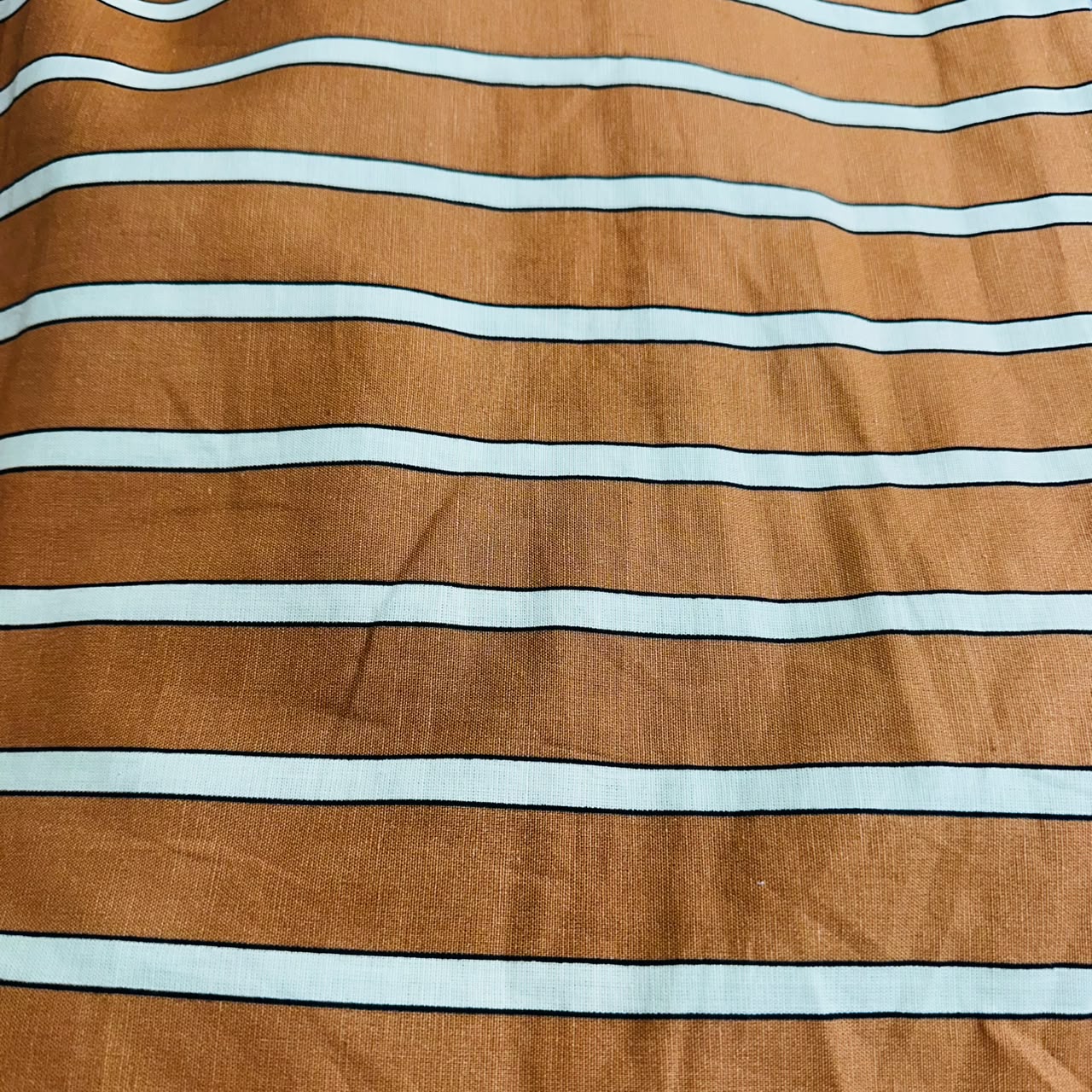 Brown Stripes Print Italian Cotton SFL-11216