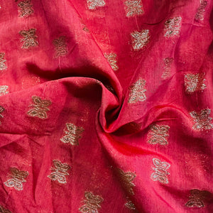 Light Pink Zari Sequence Chanderi Fabric TU-6504 - TradeUNO