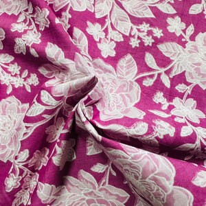 Baby Pink & white floral print Cotton Fabric AFI-29591 - TradeUNO