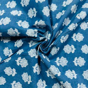 Blue white floral print Cotton Fabric AFI-29588 - TradeUNO