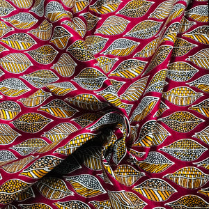 Red Multicolor Handblock Print Cotton Fabric - TradeUNO