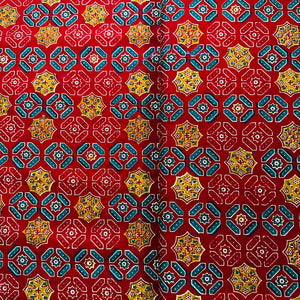 Red Ajrakh Print Cotton Fabric - TradeUNO