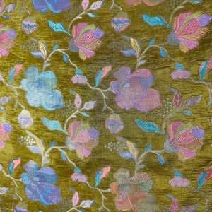 Olive Gold Floral Jaal Dola Jacquard Fabric SGS-30705 - TradeUNO