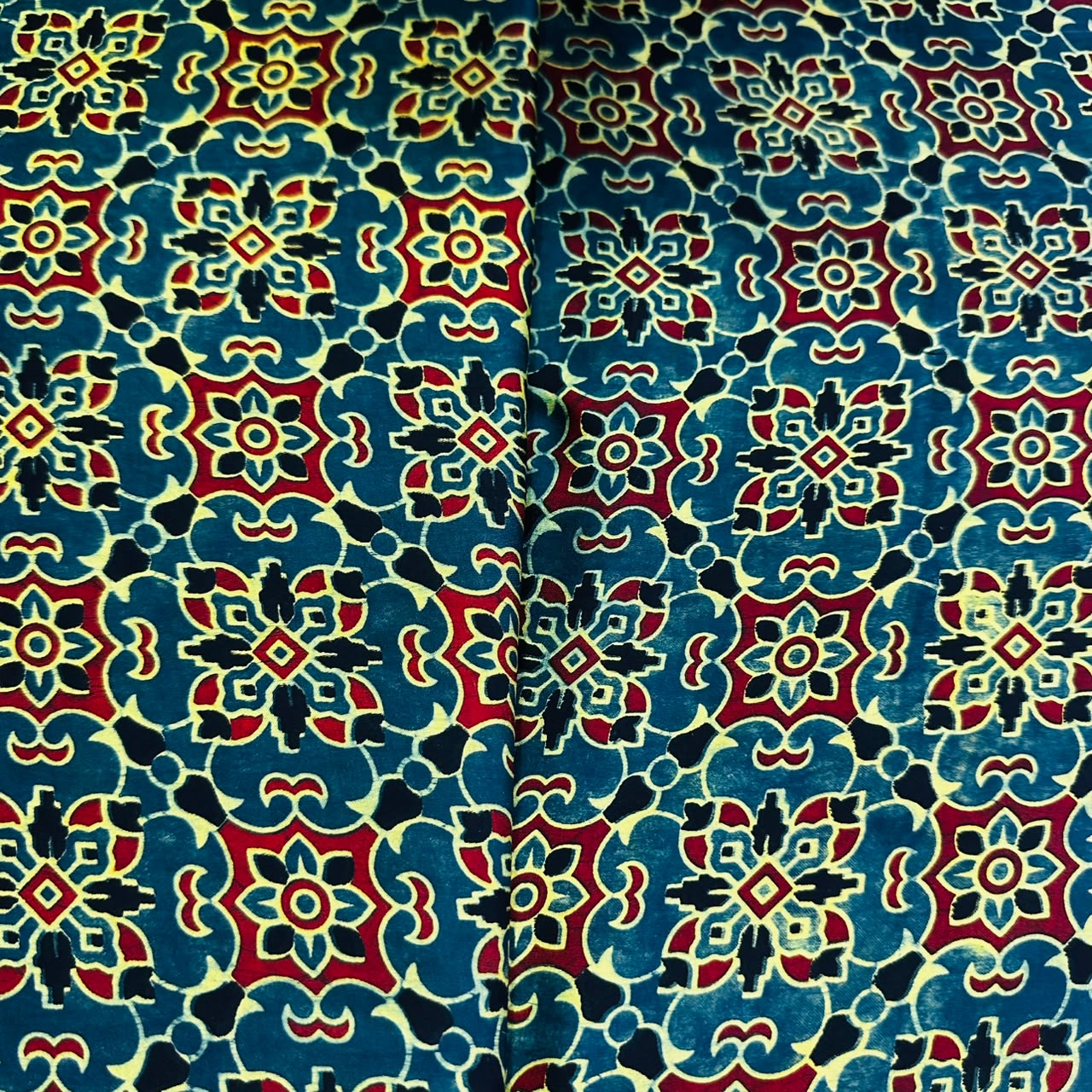 Dark Green Ajrakh Print Mashru Silk Fabric 18286