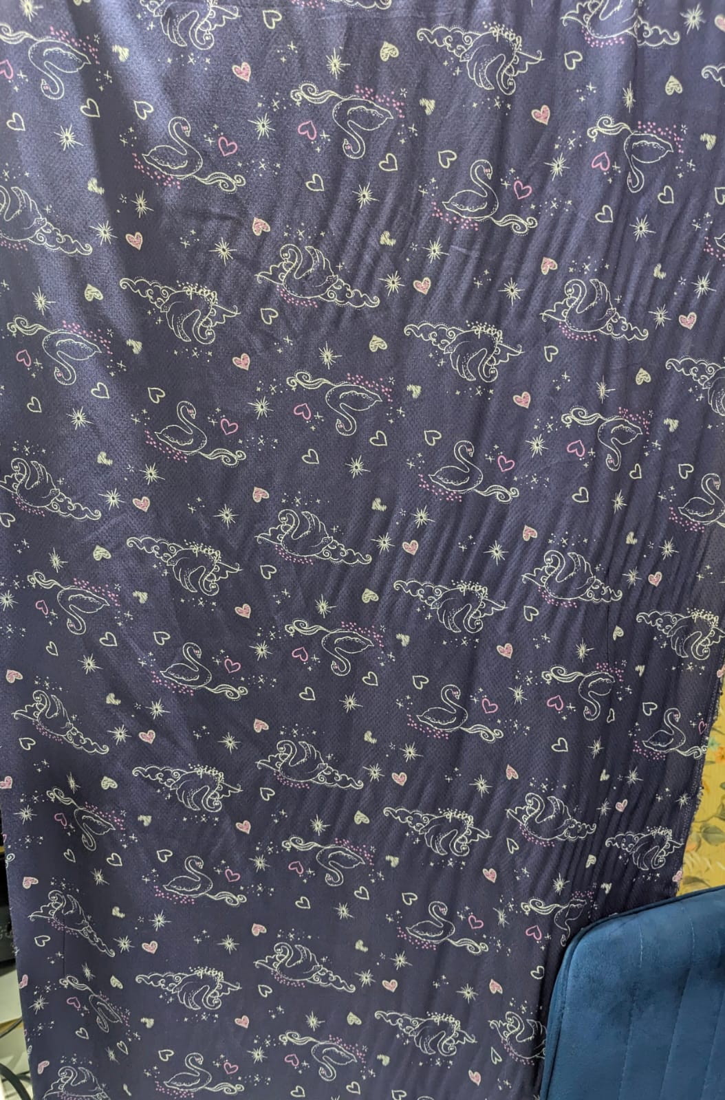 Visocse Rayon Dobby Fabric Blue Duck Print TU 4599