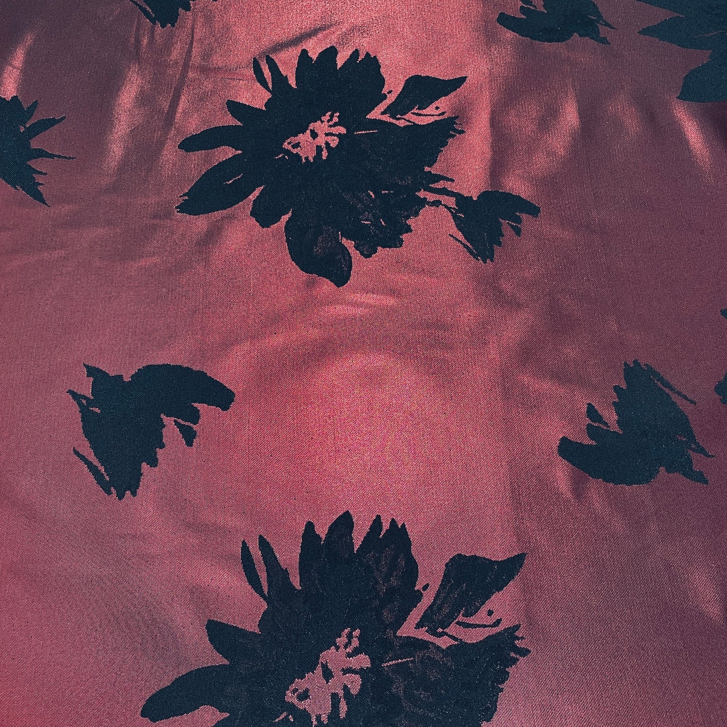Black & Maroon Floral Brocade Jacquard Fabric - TradeUNO