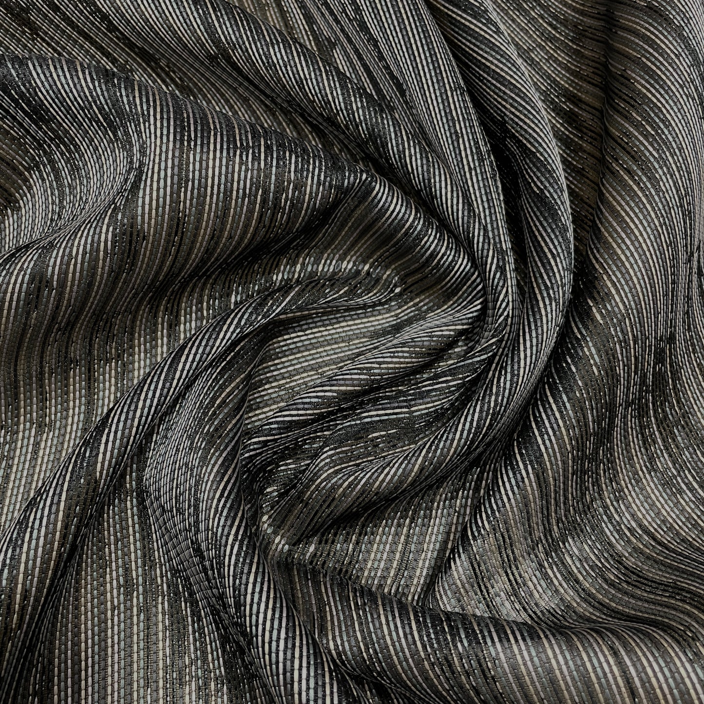 Black & Grey Stripes Brocade Jacquard Fabric