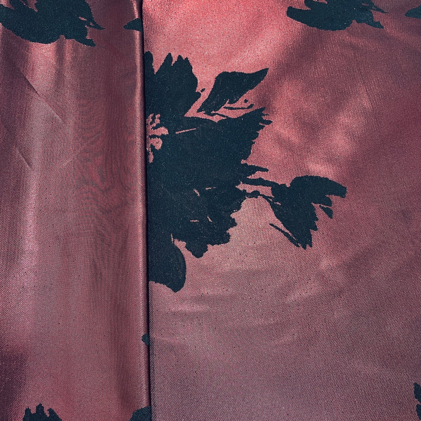 Black & Maroon Floral Brocade Jacquard Fabric - TradeUNO