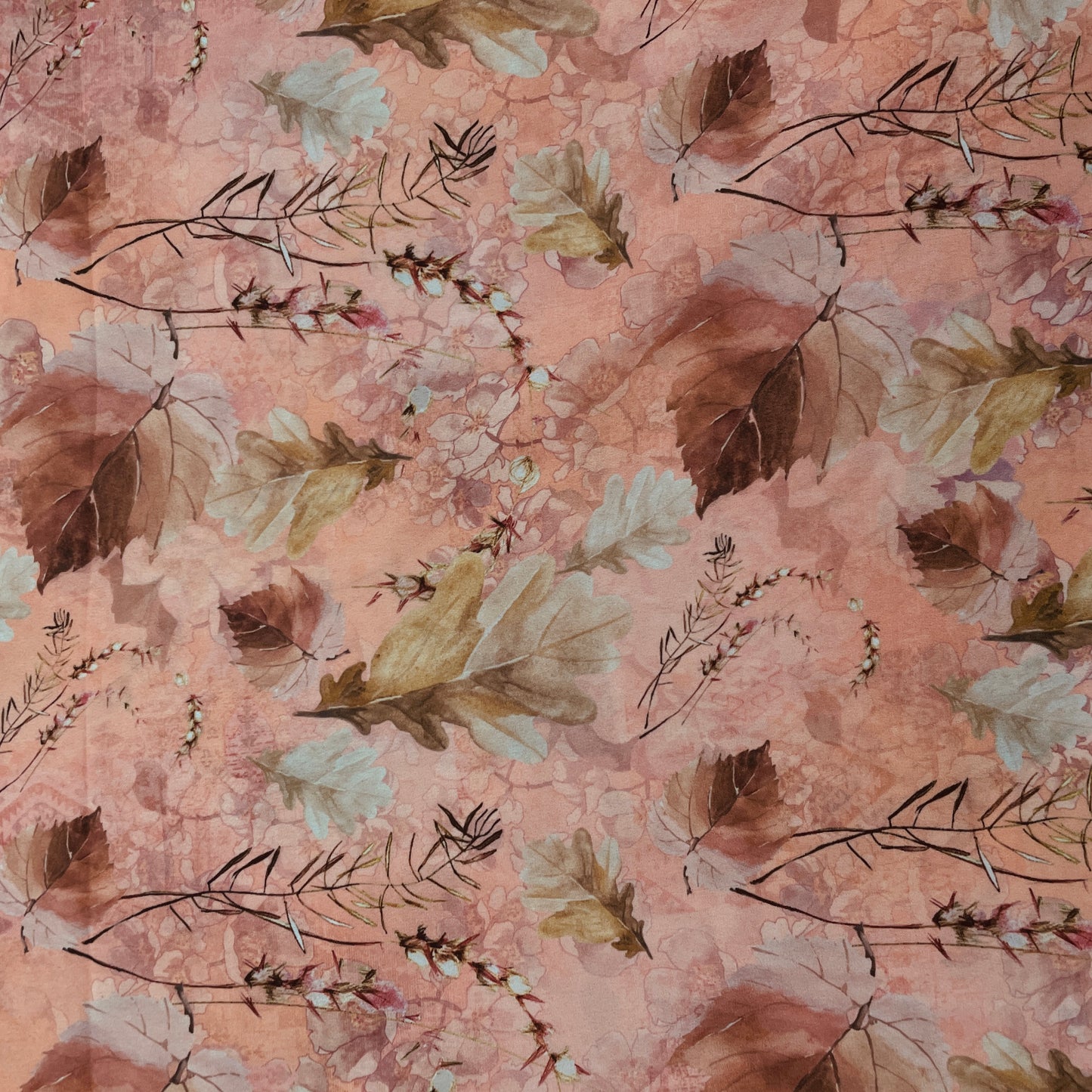 Orange Cream Floral Print Georgette Fabric - TradeUNO