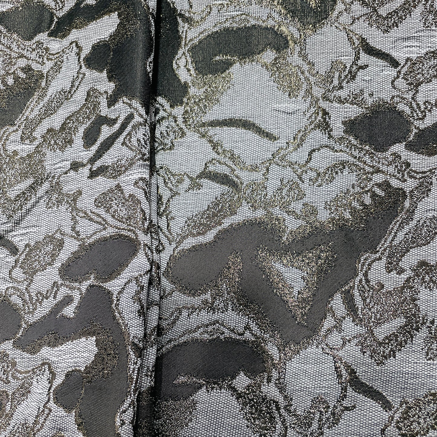 Black & Bronze Floral Brocade Jacquard Fabric - TradeUNO