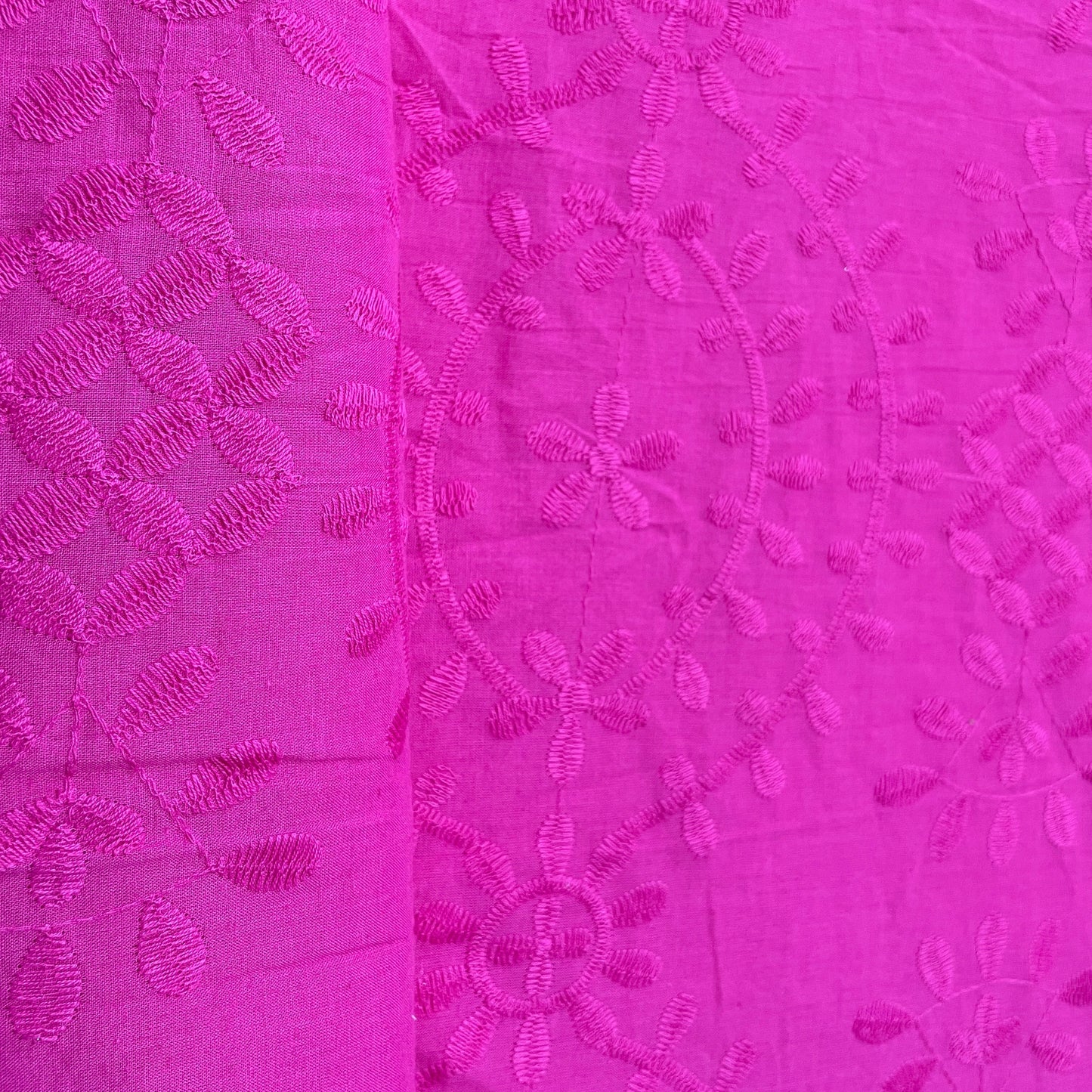 Pink Floral Embroidery Cotton Fabric - TradeUNO