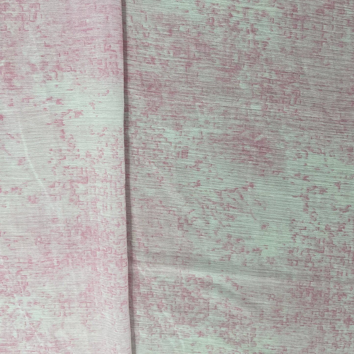 Pink & White Abstract Print Geogrette Fabric - TradeUNO