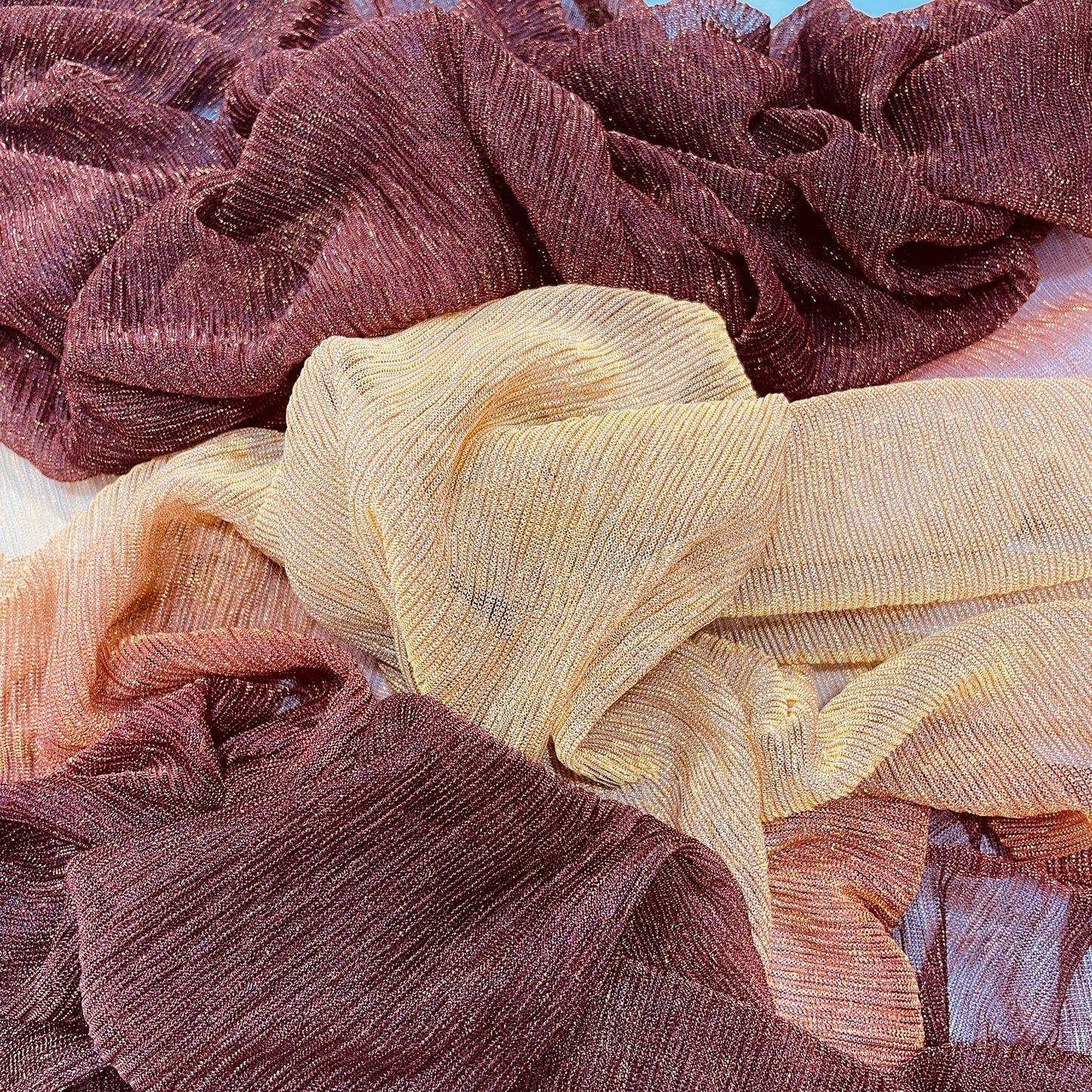 Maroon & Golden Imported Shaded Shimmer Knitted Lycra Fabric - TradeUNO