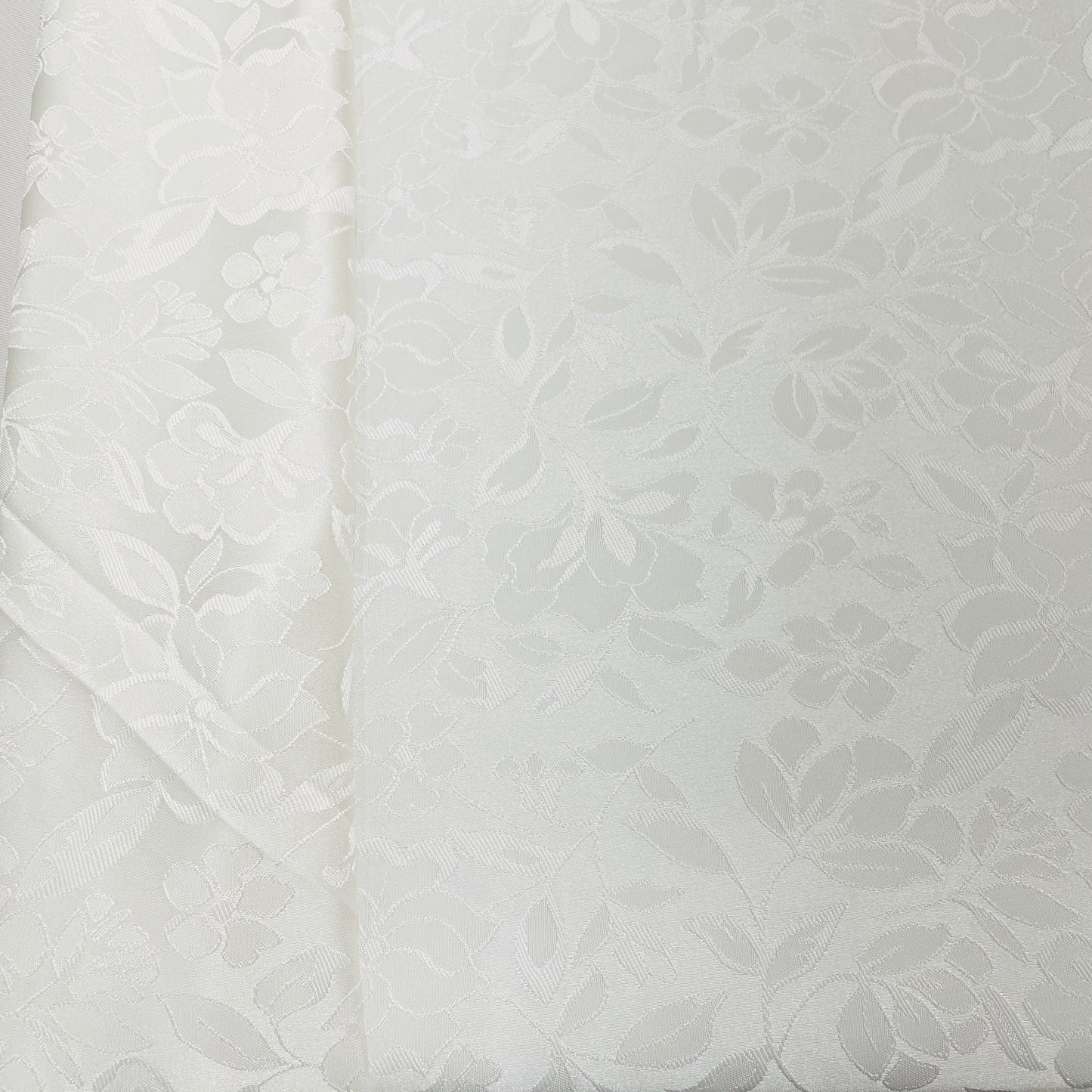 White & Silver Floral Brocade Jacquard Fabric