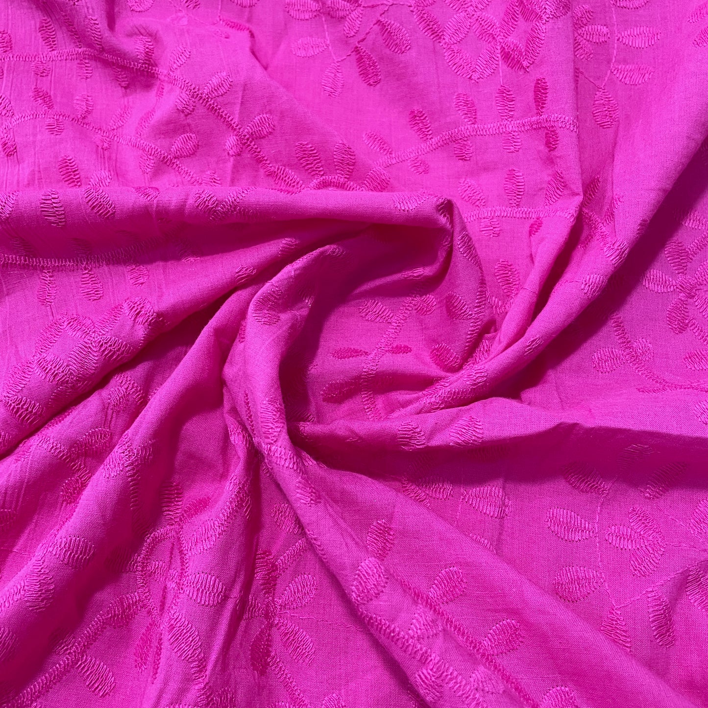 Pink Floral Embroidery Cotton Fabric - TradeUNO