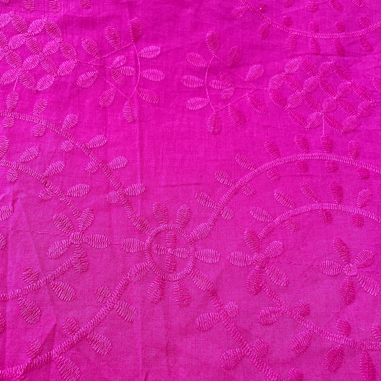 Pink Floral Embroidery Cotton Fabric - TradeUNO