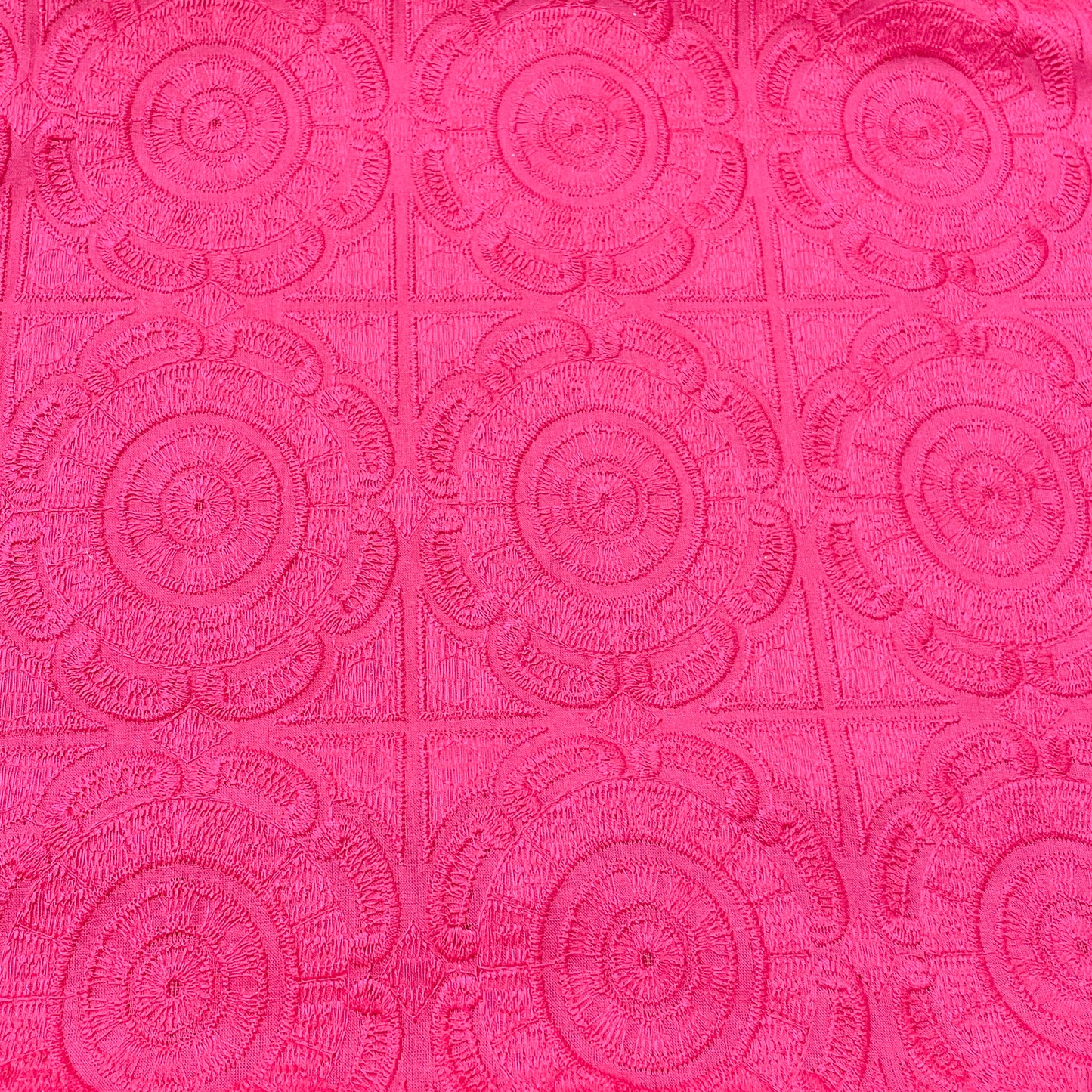 Magenta Pink Embroidery Cotton Fabric - TradeUNO
