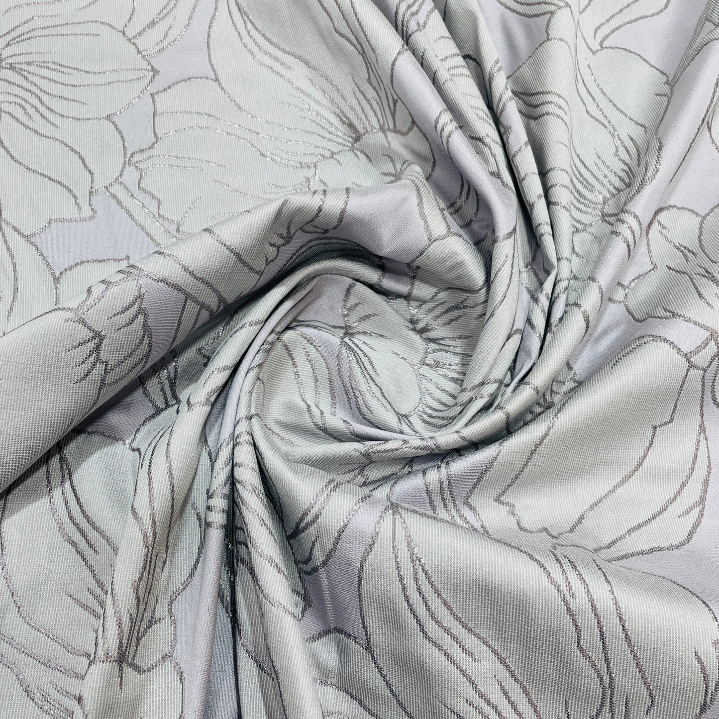 Purple & Grey Floral Brocade Jacquard Fabric - TradeUNO