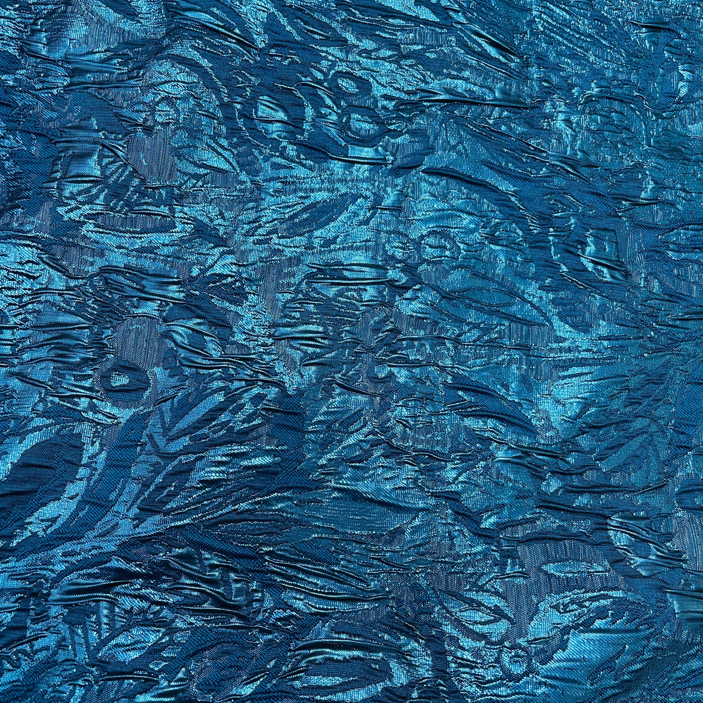 Teal Blue Floral Brocade Jacquard Fabric