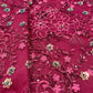 Maroon Floral Sequence Embroidery Net Fabric - TradeUNO