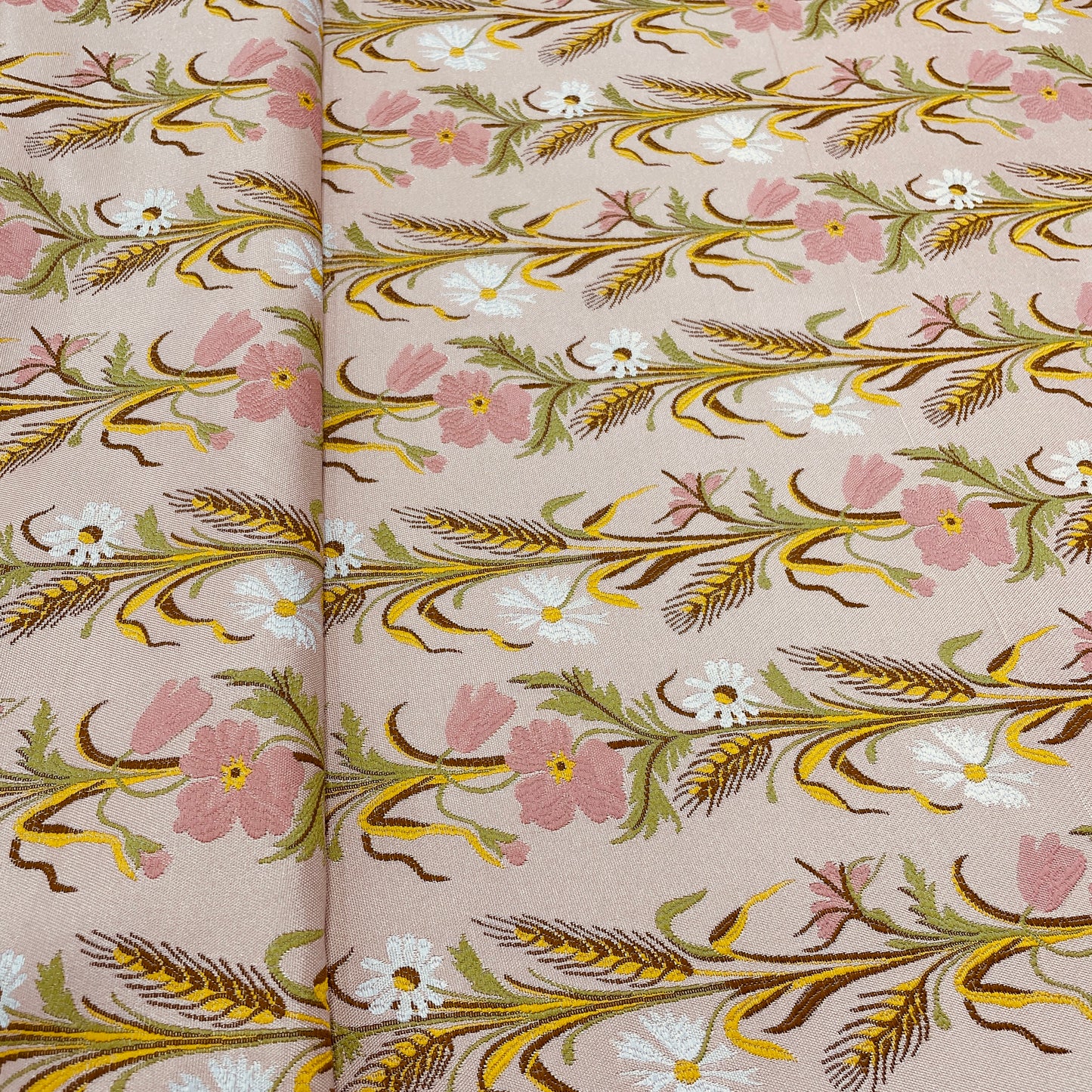 Pink & Mulitcolor Floral Brocade Jacquard Fabric - TradeUNO