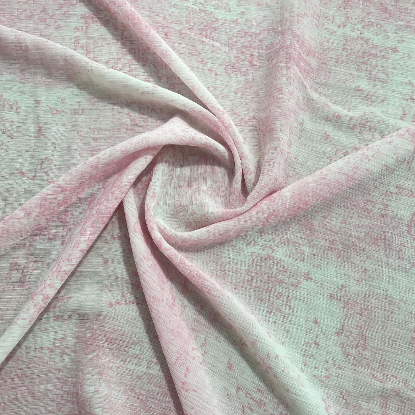 Pink & White Abstract Print Geogrette Fabric - TradeUNO
