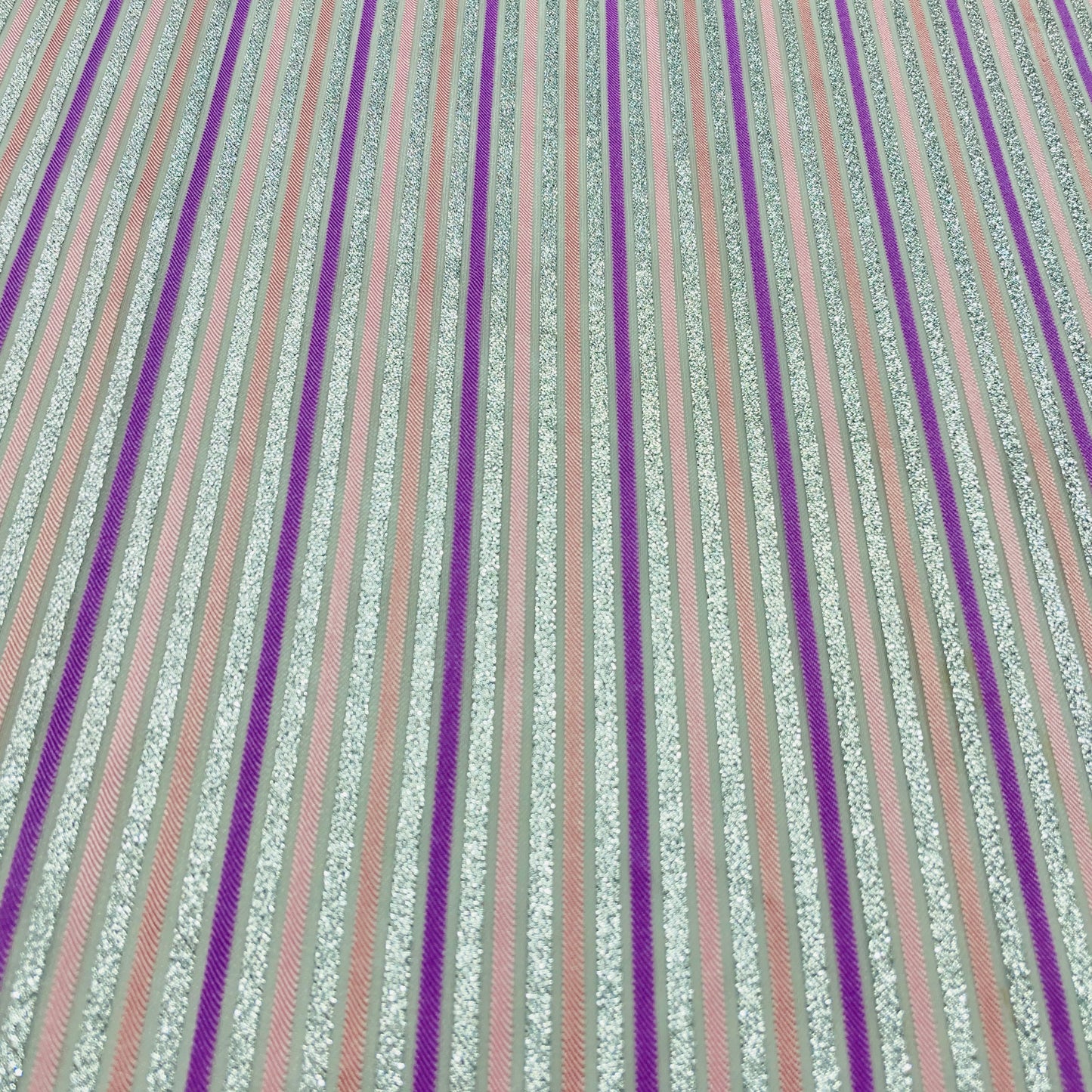 Multicolor Stripes With Lurex Organza Jacquard Fabric - TradeUNO