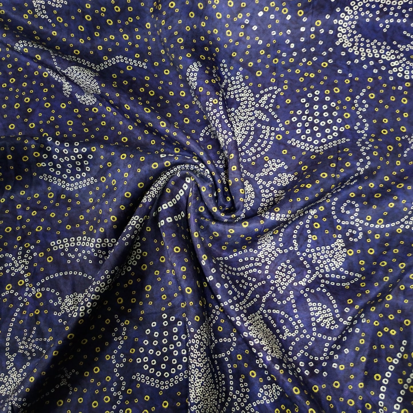 Purple Bandhani Print Gaji Silk Fabric
