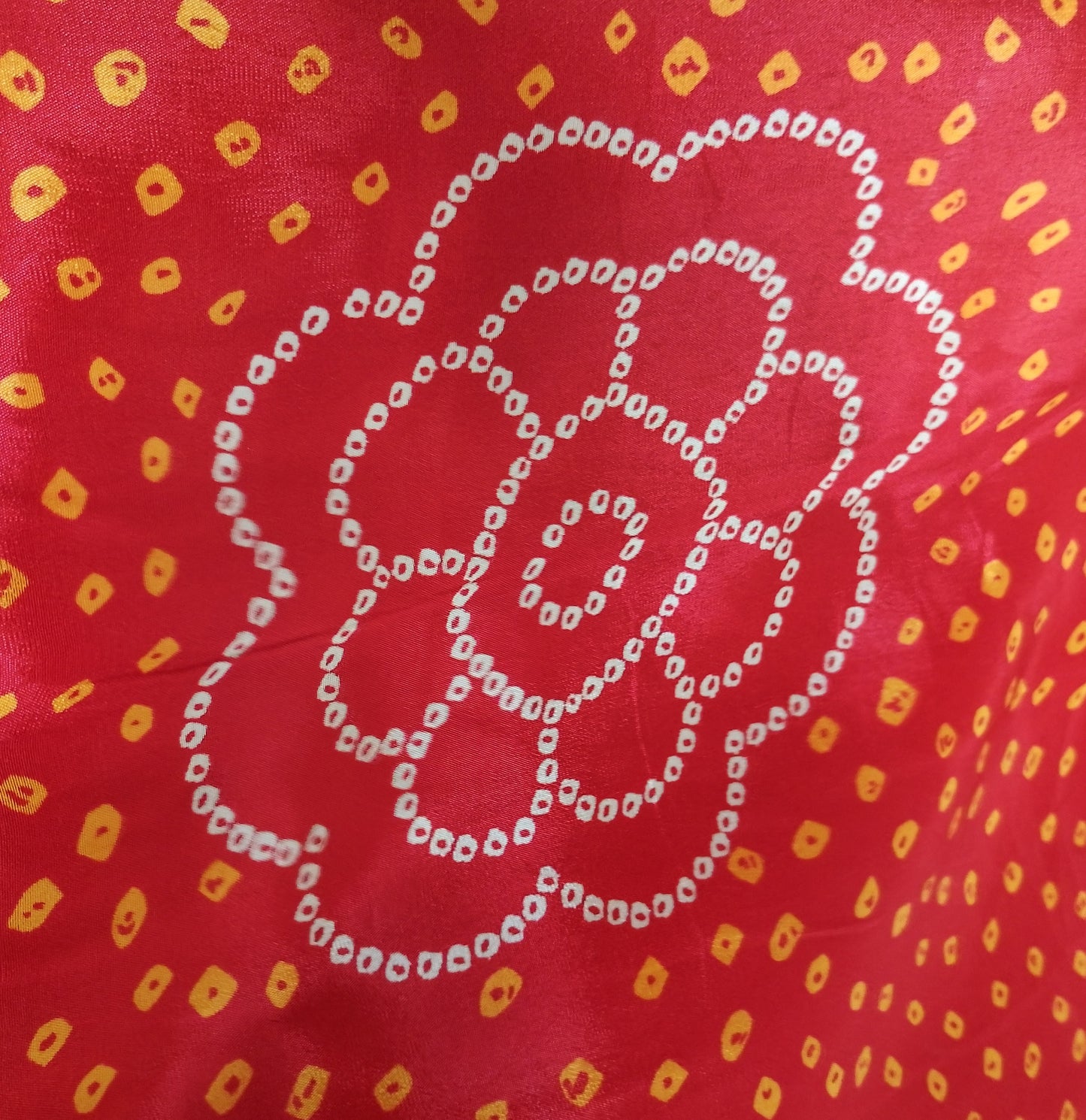Red Bandhani Print Crepe Fabric