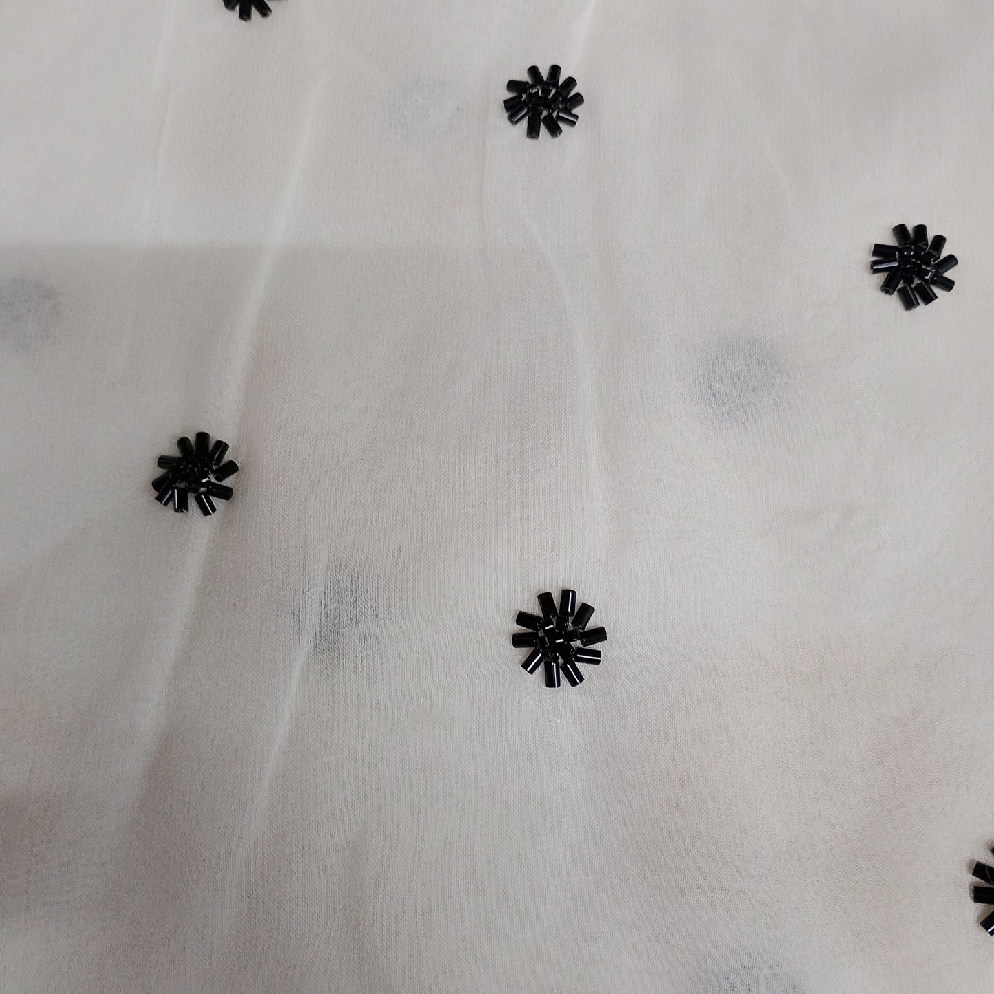White CutDana Floral Embroidery Georgette Fabric