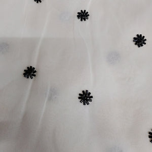 White CutDana Floral Embroidery Georgette Fabric - TradeUNO