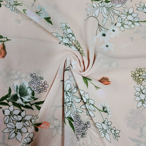 Cream Floral Print Georgette Fabric TU-5744 - TradeUNO