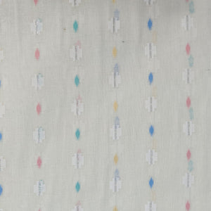 Off White & Multicolor Geometrical With Lurex Cotton Fabric 12034