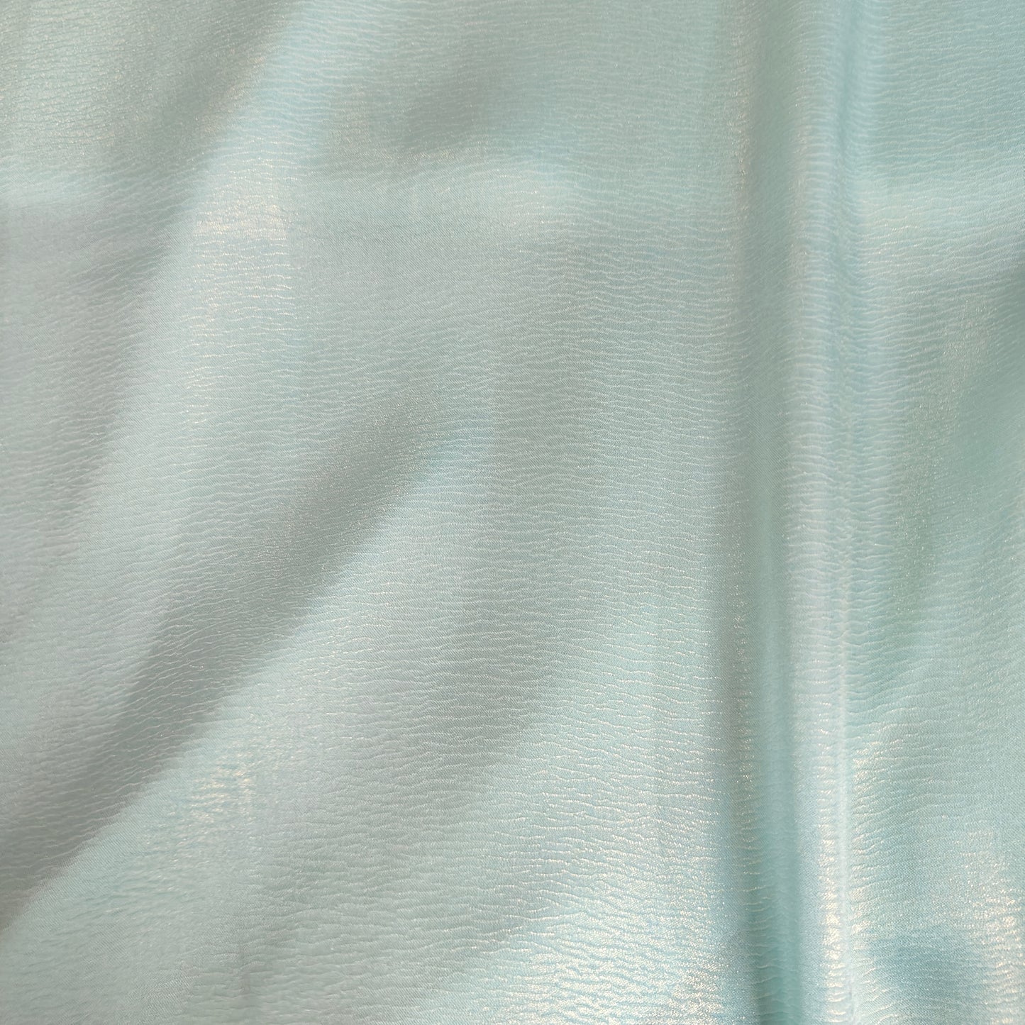 Sky Blue Silver Crush with foil Georgette Satin Fabric