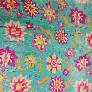 Green Madhubani Print Gaji Silk Fabric - TradeUNO