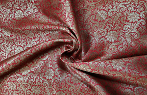 Red Antick Gold Jaal Brocade Fabric NH-28893 - TradeUNO